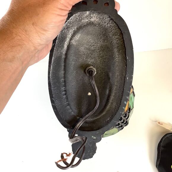 Stained Glass Hanging Electric Wall Sconce Grapes Metal Bracket Deco Mission - Picture 7 of 11